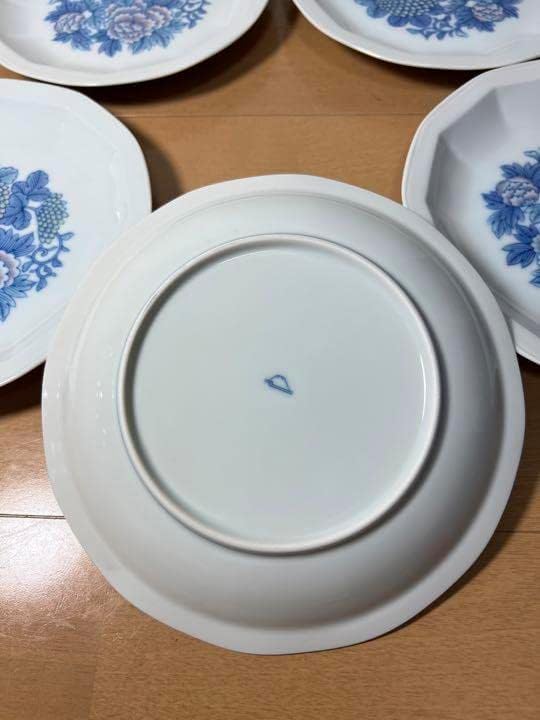 1705 深川製磁 百花菊 銘々皿揃 角皿 5客 未使用 1705